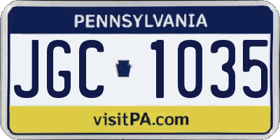 PA license plate JGC1035