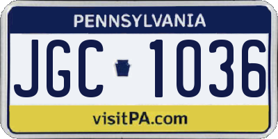 PA license plate JGC1036