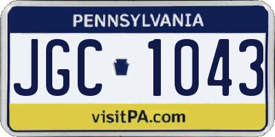 PA license plate JGC1043