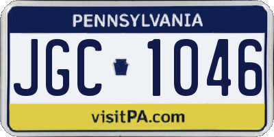 PA license plate JGC1046