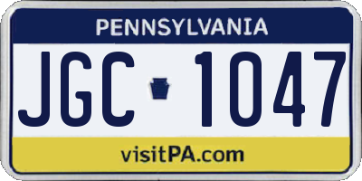 PA license plate JGC1047