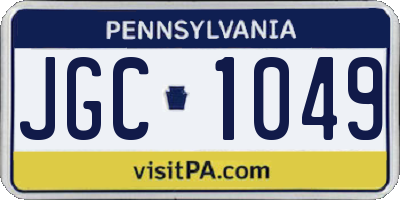 PA license plate JGC1049