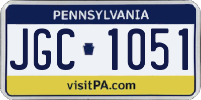 PA license plate JGC1051