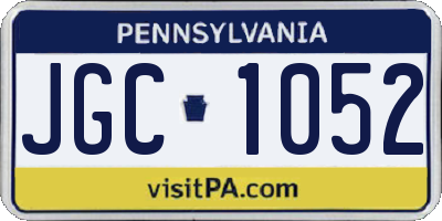 PA license plate JGC1052