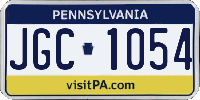 PA license plate JGC1054