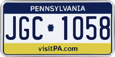 PA license plate JGC1058