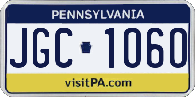 PA license plate JGC1060
