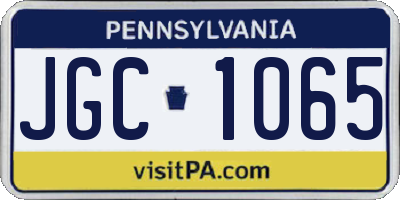 PA license plate JGC1065