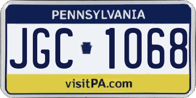 PA license plate JGC1068
