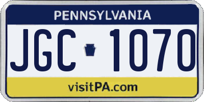 PA license plate JGC1070