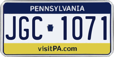 PA license plate JGC1071
