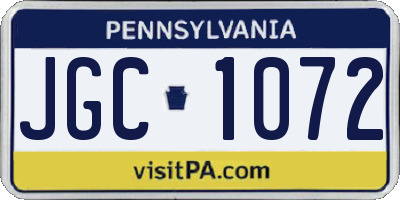 PA license plate JGC1072