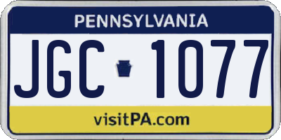 PA license plate JGC1077