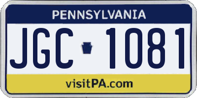 PA license plate JGC1081