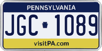PA license plate JGC1089
