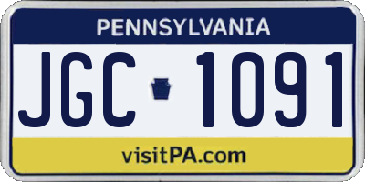 PA license plate JGC1091