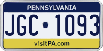 PA license plate JGC1093