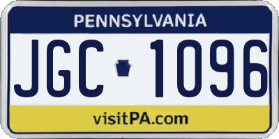 PA license plate JGC1096