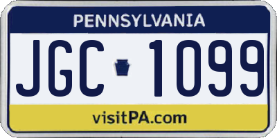 PA license plate JGC1099