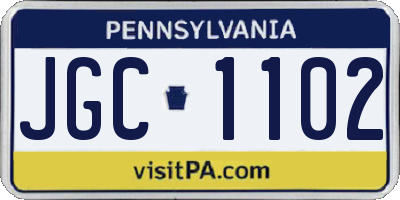 PA license plate JGC1102