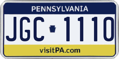 PA license plate JGC1110