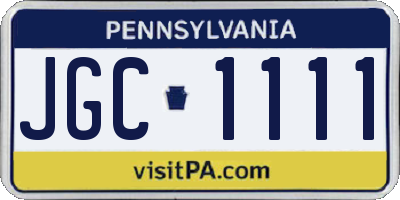 PA license plate JGC1111