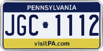PA license plate JGC1112