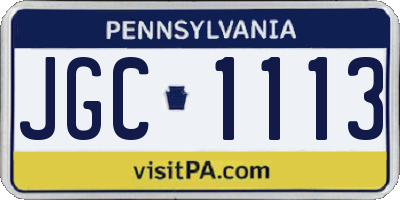 PA license plate JGC1113