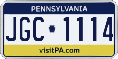 PA license plate JGC1114