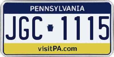 PA license plate JGC1115