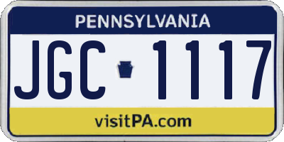 PA license plate JGC1117