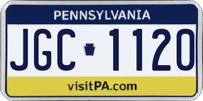 PA license plate JGC1120