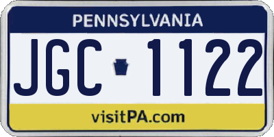 PA license plate JGC1122