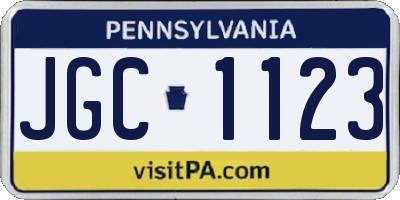 PA license plate JGC1123