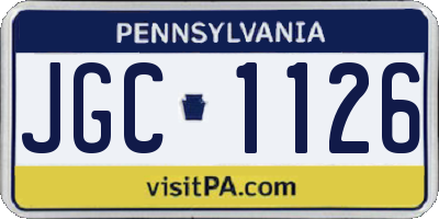 PA license plate JGC1126