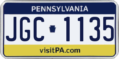 PA license plate JGC1135