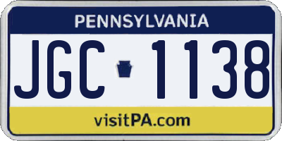PA license plate JGC1138