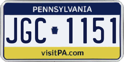 PA license plate JGC1151