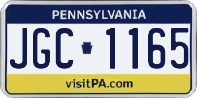 PA license plate JGC1165