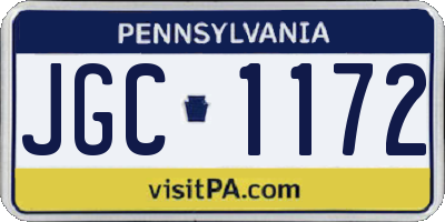 PA license plate JGC1172