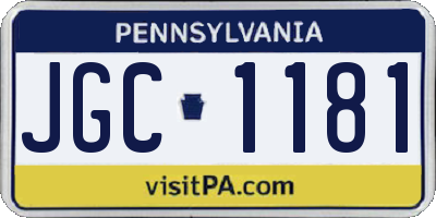 PA license plate JGC1181