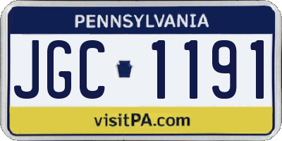 PA license plate JGC1191