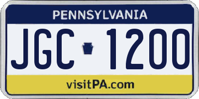 PA license plate JGC1200