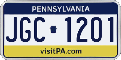 PA license plate JGC1201