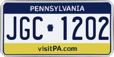 PA license plate JGC1202