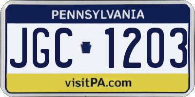 PA license plate JGC1203