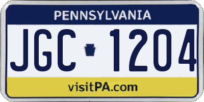 PA license plate JGC1204