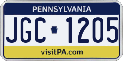 PA license plate JGC1205