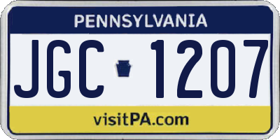 PA license plate JGC1207