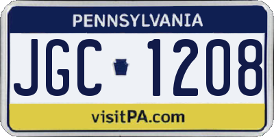 PA license plate JGC1208